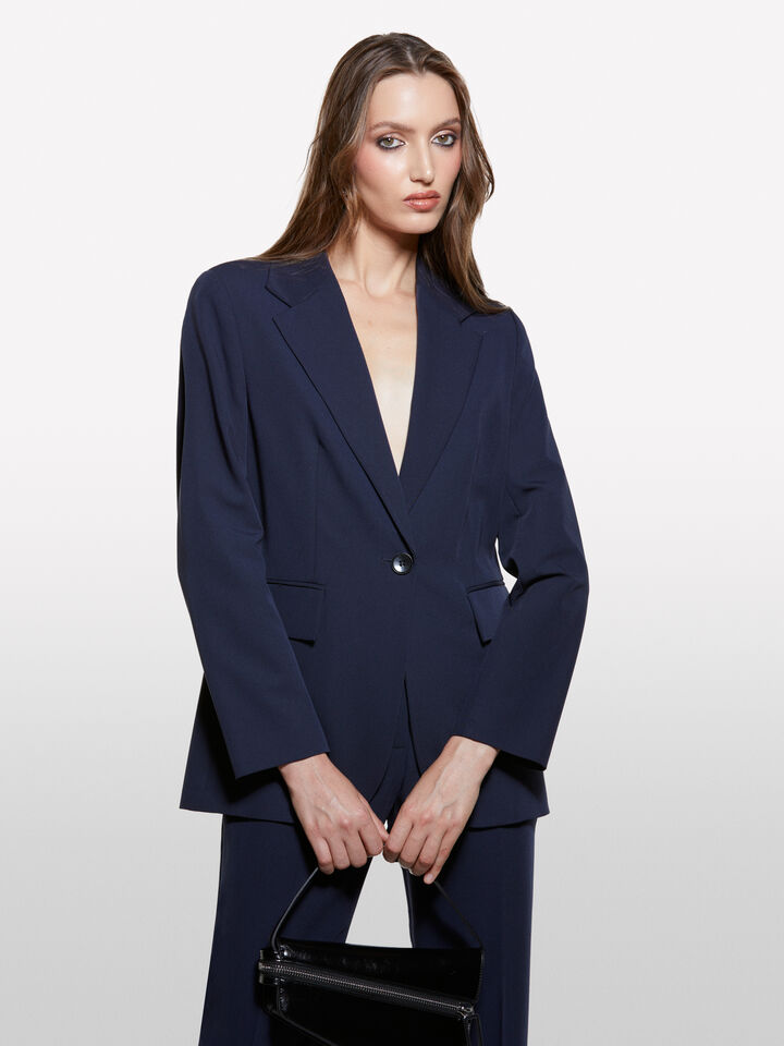 Dark blue regular fit blazer - women's blazers - Dark Blue | Sisley image number 3